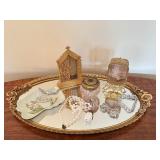 Vintage Mirrored Vanity Tray, Vintage Glass Vanity Jar and More