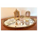 Vintage Mirrored Vanity Tray, Vintage Glass Vanity Jar and More
