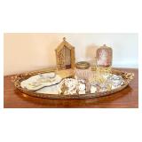 Vintage Mirrored Vanity Tray, Vintage Glass Vanity Jar and More