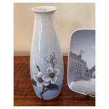 Vintage Bing and Grøndahl 8404 Vase and Royal Copenhagen 3354 Plate