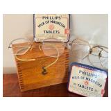 Vintage Wooden Box, Vintage Eye Glasses and More
