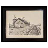 Pair of Vintage Black and White Framed Original Drawings by John Cartright of Brown