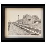 Pair of Vintage Black and White Framed Original Drawings by John Cartright of Brown