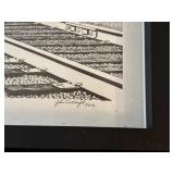 Pair of Vintage Black and White Framed Original Drawings by John Cartright of Brown
