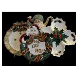 Fitz & Floyd Classics Gregorian Collection Victorian Santa Teapot,  Fitz & Floyd Santa with Wreath ~ Wall Hanger/ Dish/Plate 2002