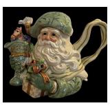 Fitz & Floyd Classics Gregorian Collection Victorian Santa Teapot,  Fitz & Floyd Santa with Wreath ~ Wall Hanger/ Dish/Plate 2002