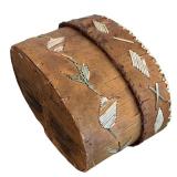 Antique Hand Crafted Bent Wood and Quill Box and Oval Shaped Trinket Box