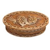 Antique Hand Crafted Bent Wood and Quill Box and Oval Shaped Trinket Box
