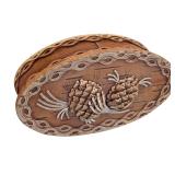 Antique Hand Crafted Bent Wood and Quill Box and Oval Shaped Trinket Box