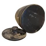 Vintage Matte Black Ceramic Lidded Jar / Container