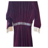 Antique Purple Velvet Dress with Lace Accents