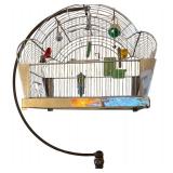 Vintage Metal Bird Cage Stand and Bird Cage