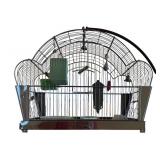 Vintage Metal Bird Cage Stand and Bird Cage