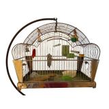 Vintage Metal Bird Cage Stand and Bird Cage
