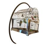 Vintage Metal Bird Cage Stand and Bird Cage