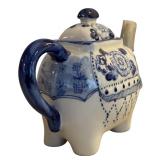 Vintage Blue and White Chinese Vase and Blue and White Elephant Shaped Tea Kettle