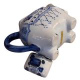 Vintage Blue and White Chinese Vase and Blue and White Elephant Shaped Tea Kettle