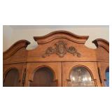Vintage Carved Wood and Glass Display Cabinet