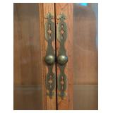 Vintage Carved Wood and Glass Display Cabinet