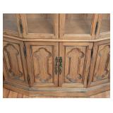 Vintage Carved Wood and Glass Display Cabinet