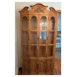 Vintage Carved Wood and Glass Display Cabinet