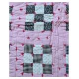 Vintage Twin Size Square Pattern Quilt