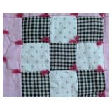 Vintage Twin Size Square Pattern Quilt