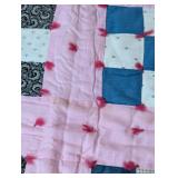 Vintage Twin Size Square Pattern Quilt