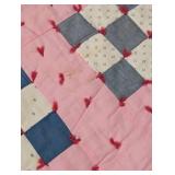 Vintage Twin Size Square Pattern Quilt