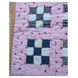 Vintage Twin Size Square Pattern Quilt