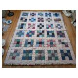 Queen/Full Size Vintage Square Pattern Quilt