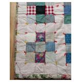 Queen/Full Size Vintage Square Pattern Quilt