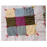 Queen/Full Size Vintage Square Pattern Quilt