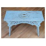 Petite Distressed Pale Blue Painted Bench