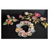 Porcelain and Metal Figurine and Candleholders