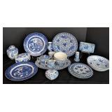 Assorted Blue and White Vintage Asian Dishes