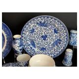 Assorted Blue and White Vintage Asian Dishes