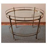 Vintage Brass and Glass Accent Table
