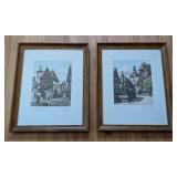 Pair of Framed Heiner Krasser Etching Prints