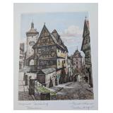Pair of Framed Heiner Krasser Etching Prints