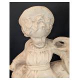 Ceramic Girl with Goat Figurine