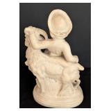 Ceramic Girl with Goat Figurine
