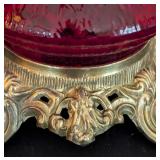 Ruby Red Glass Hurricane Lamp