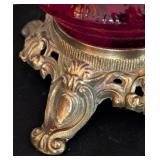 Ruby Red Glass Hurricane Lamp