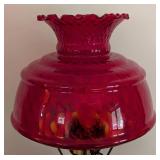 Ruby Red Glass Hurricane Lamp
