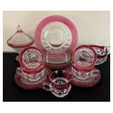 Cranberry Glass Teacups and Dishes