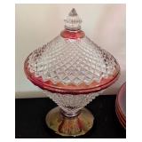 Cranberry Glass Teacups and Dishes