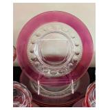 Cranberry Glass Teacups and Dishes
