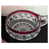 Cranberry Glass Teacups and Dishes