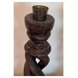 Pair of Twist Carved Wood Candleholders